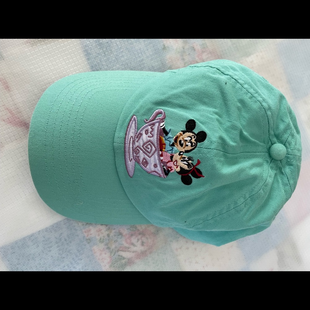Disney Mint Green Mickey & Minnie Embroidered Baseball Cap